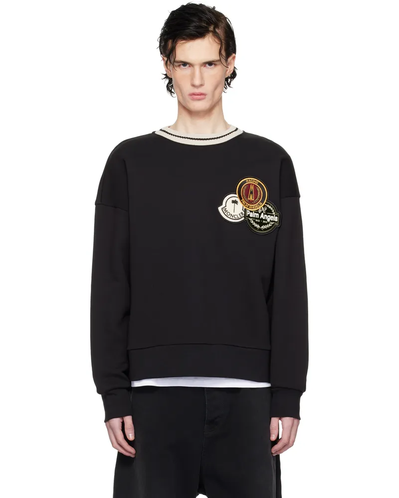 Moncler Moncler x Palm Angels Black Appliqué Sweatshirt 999-black