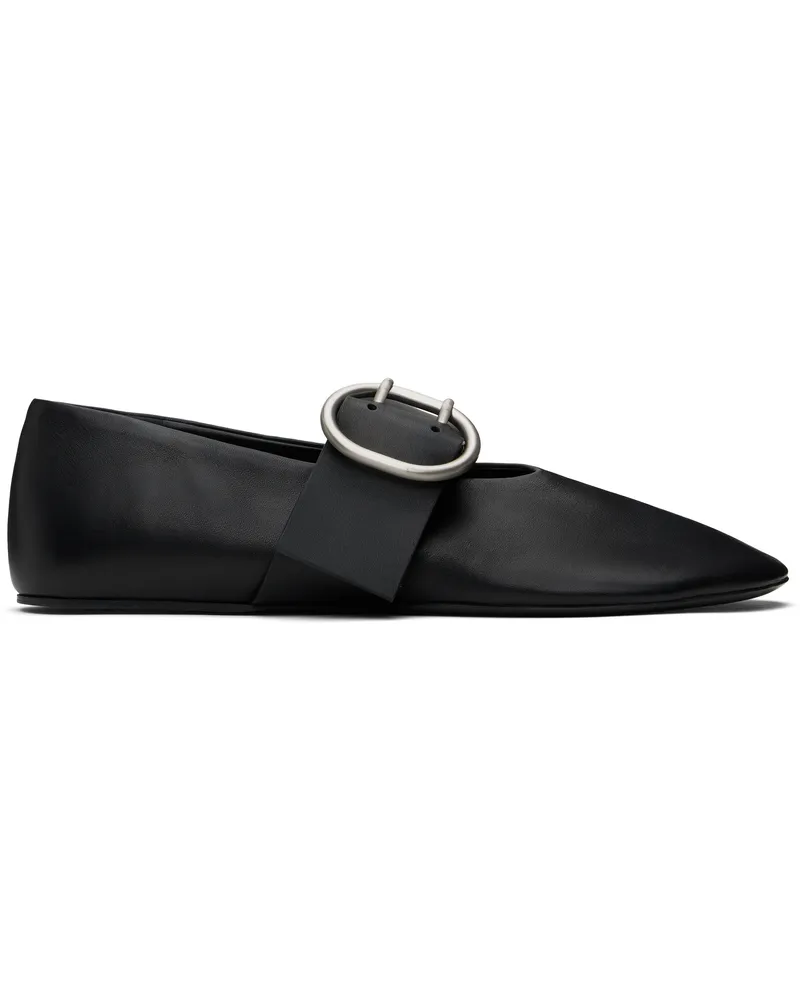 Jil Sander Black Buckle Ballerina Flats 001