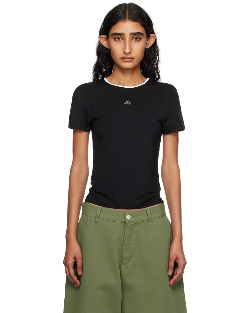 Miaou Black Rhinestone Mini T-shirt Black