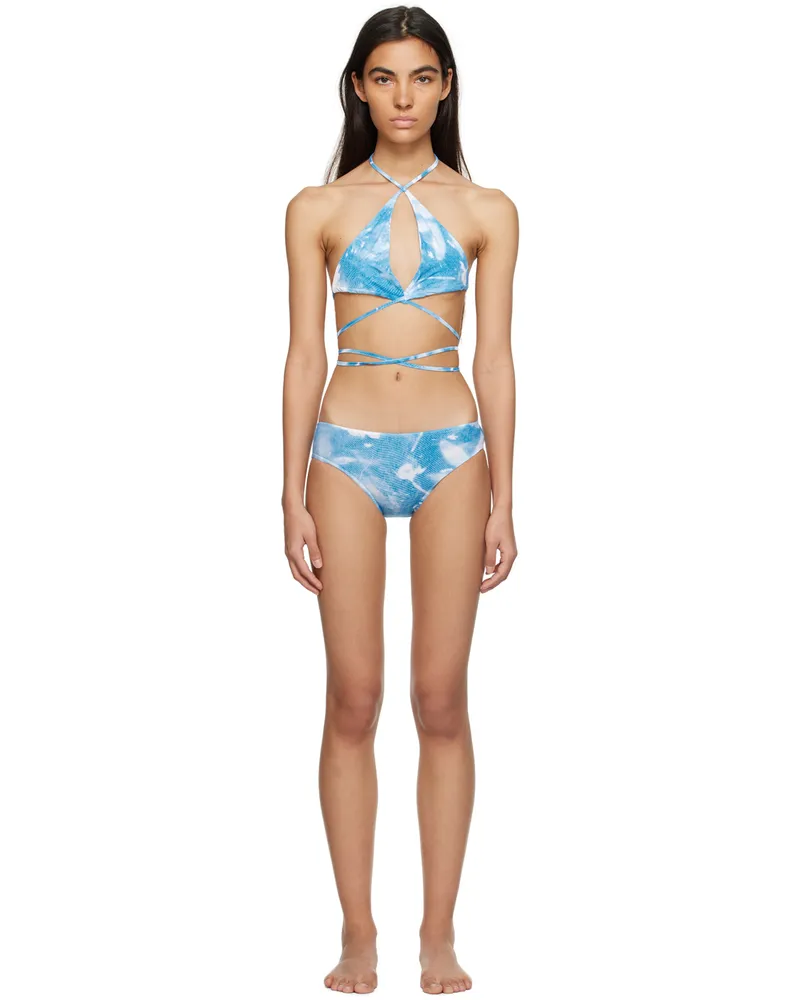 ioannes Blue & White Tie Bikini Blue