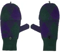 Green & Purple Argyle Wool Mittens