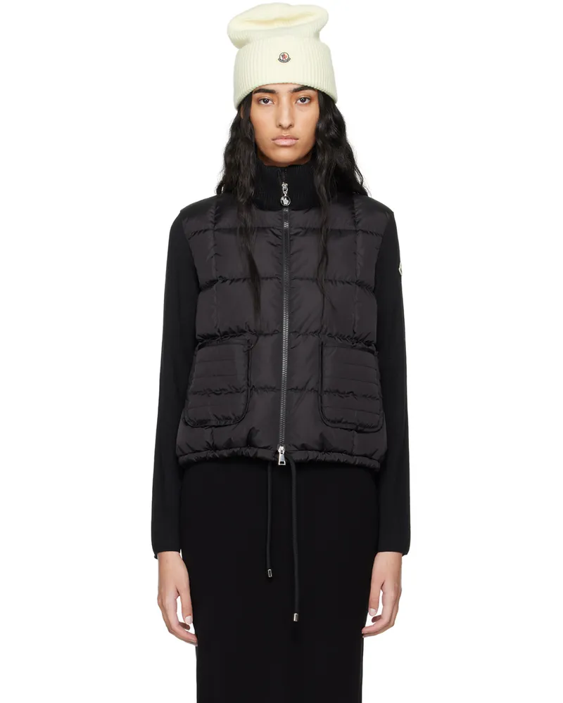 Moncler Black Paneled Down Cardigan 999