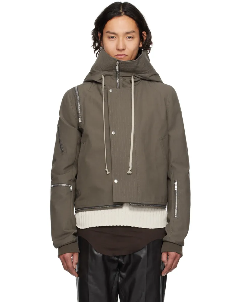 Rick Owens Gray Hollywood Cropped Headon Jacket 104