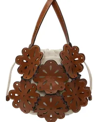 STAUD Beige & Tan Flora Basket Bag Tan