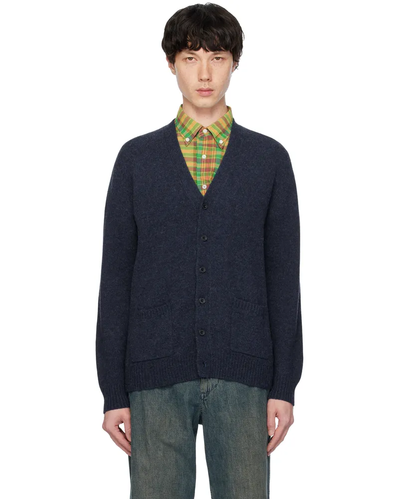 Beams Plus Navy Elbow Patch Cardigan Navy79
