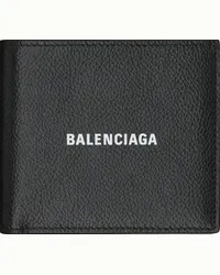 Balenciaga Black Cash Square Folded Wallet Black