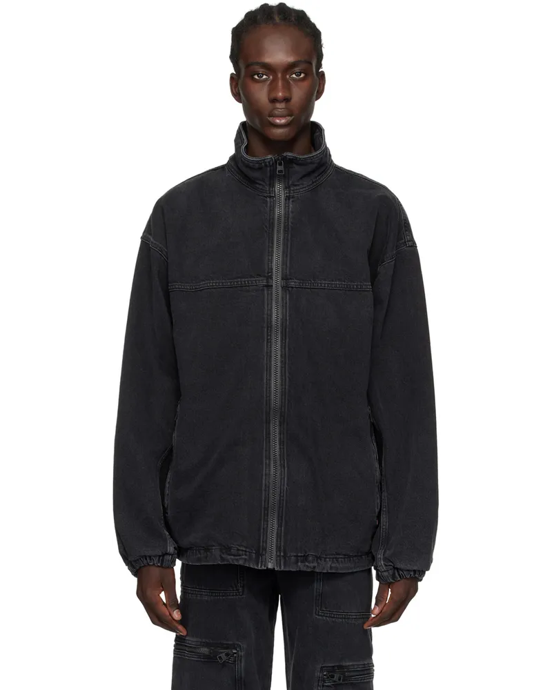 HUGO BOSS Grey Faded Denim Jacket Dark