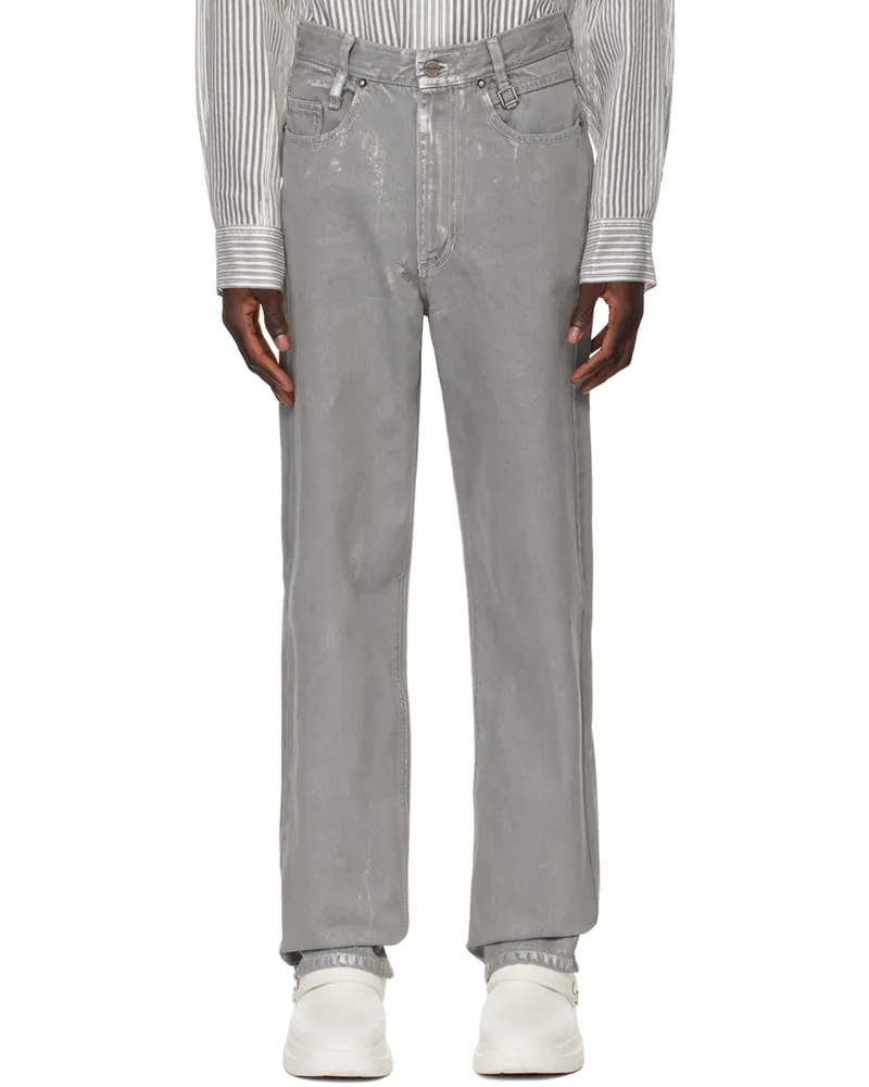 Wooyoungmi Gray Straight-Leg Jeans 976g