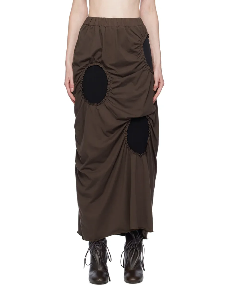 J.KIM Brown Ovals Midi Skirt Brown