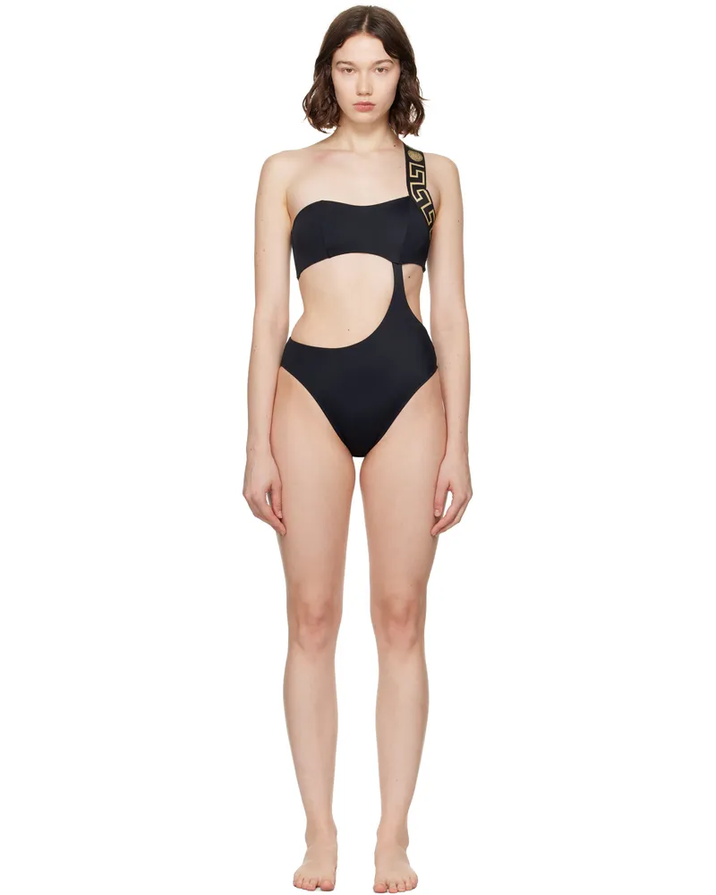 Versace Black Greca Border One-Piece Swimsuit A1008-black