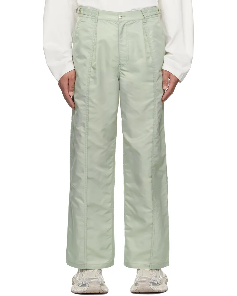 Feng Chen Wang Green Nylon Trousers Pale