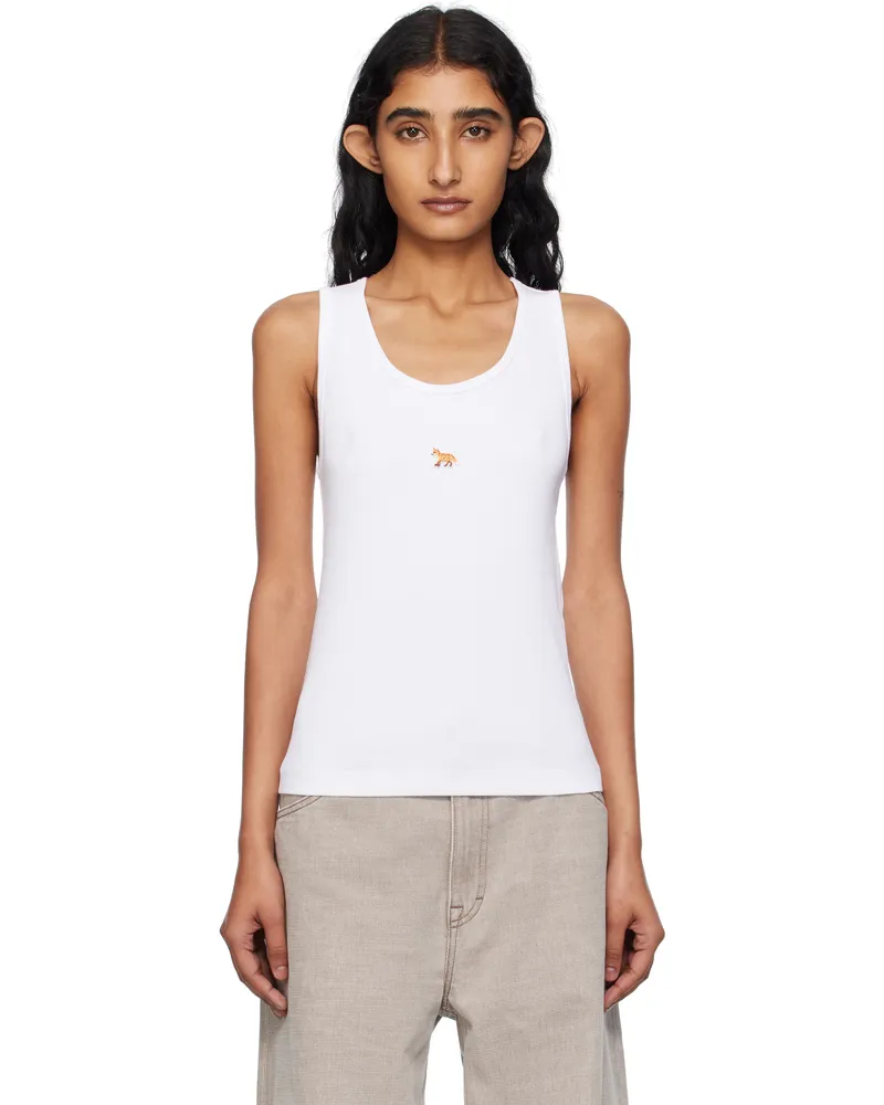 Kitsuné White 'Baby Fox' Ribbed Tank Top P100