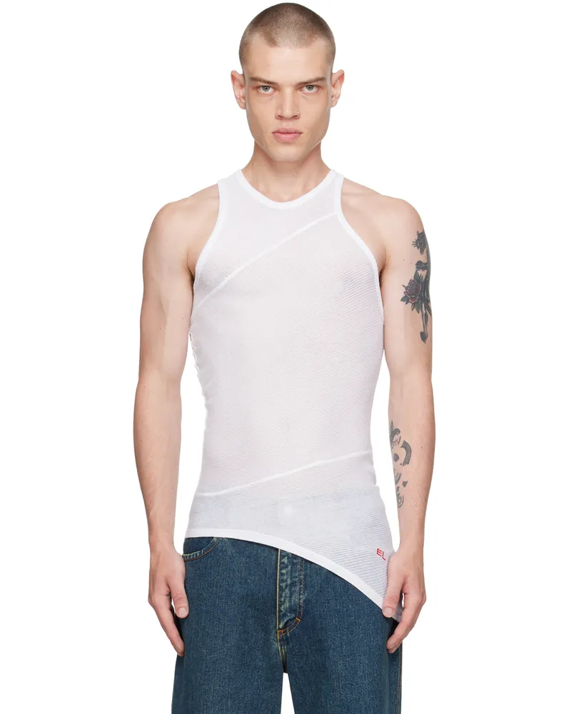 Eckhaus Latta White Spiral Tank Top Powder