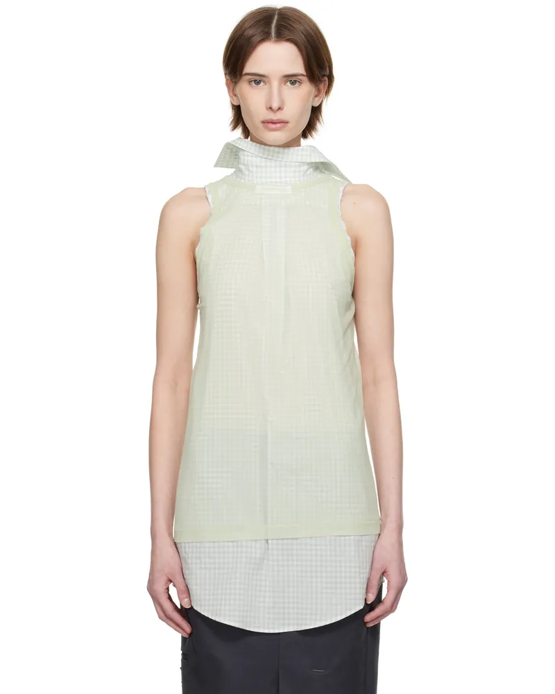 Maison Margiela Green & White Back To Front Check Blouse 688