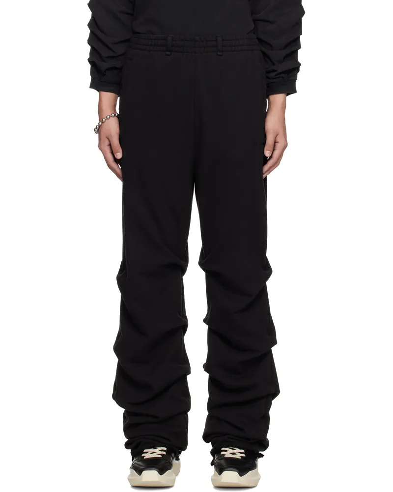 WE 11 DONE Black Wrinkled Straight Jogger Sweatpants Black
