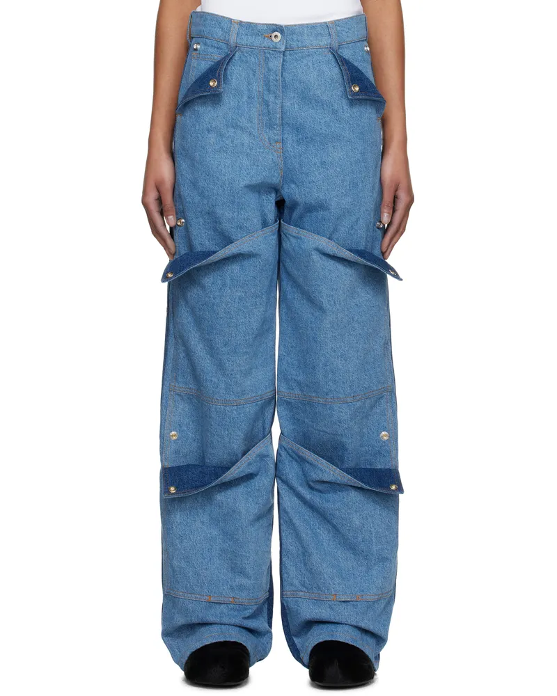 Kenzo Blue Kenzo Paris Multipocket Cargo Jeans Db