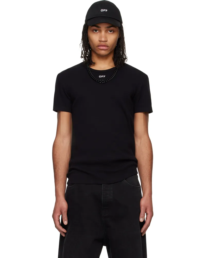 OFF-WHITE Black Off Stamp Rib Shaped T-shirt Black