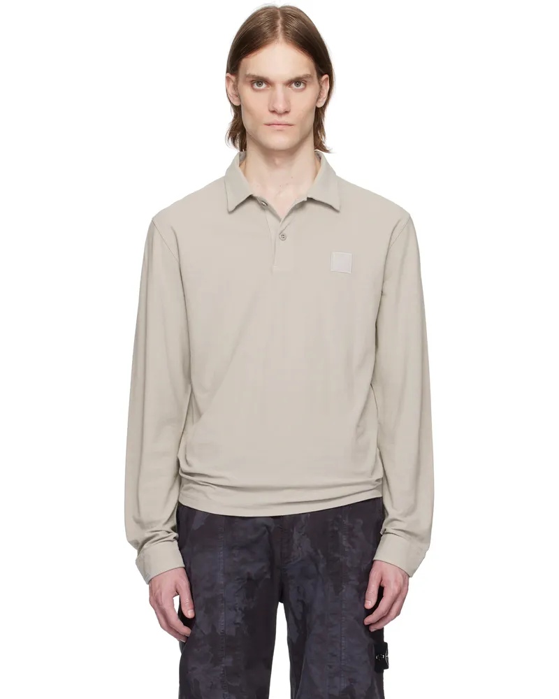 Stone Island Gray Crepe Cotton Jersey Ghost Polo V0064