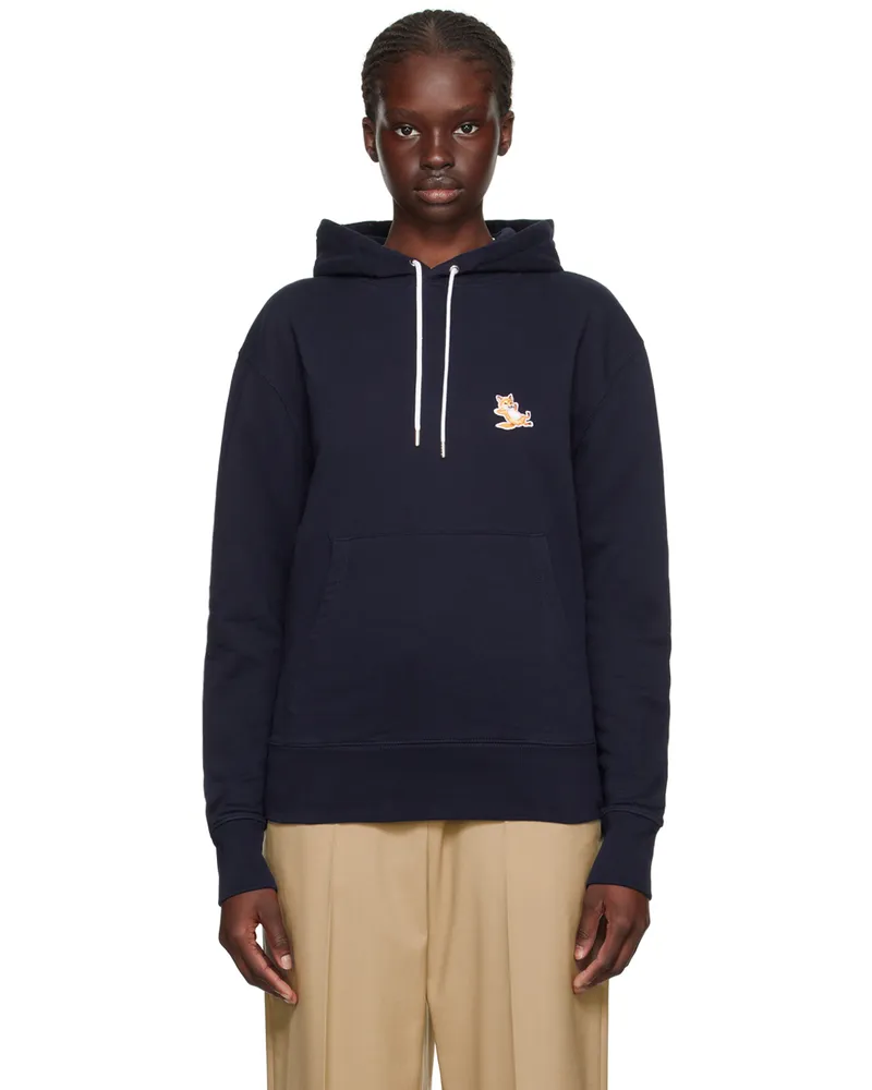 Kitsuné Navy Chillax Fox Patch Hoodie Navy
