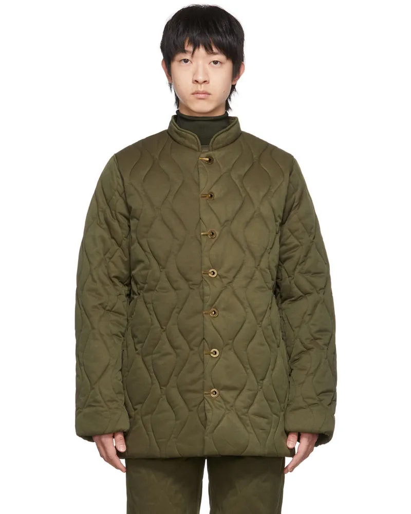 Dion Lee Green Wave Quilted Liner Jacket Moss