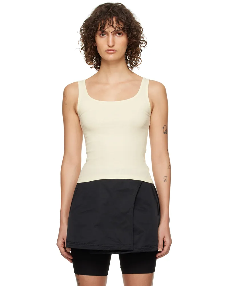 OPEN YY Off-White Scoop Neck Tank Top Cream