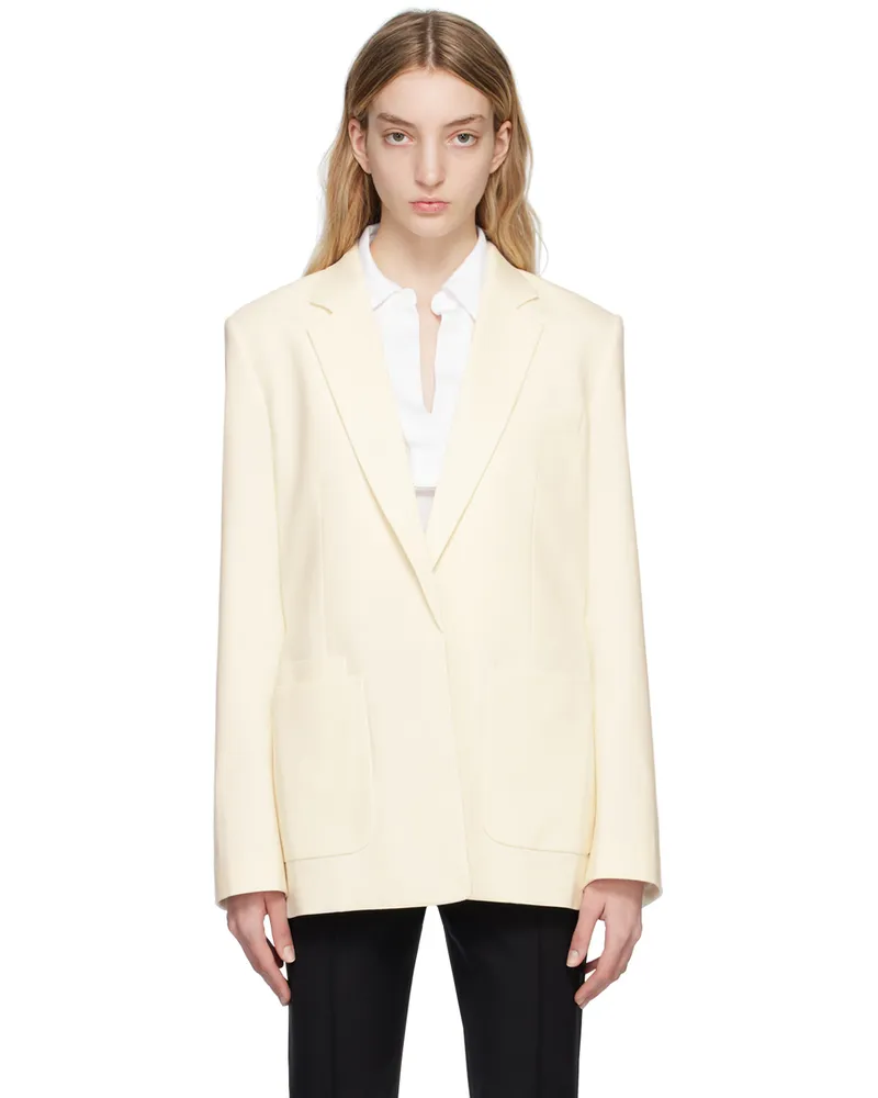 Helmut Lang Off-White Belted Blazer Ivory
