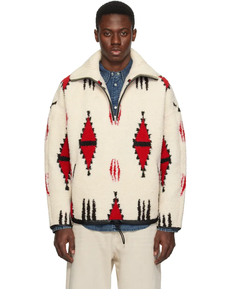 Isabel Marant Off-White & Red Marlo Sweater Ecrd