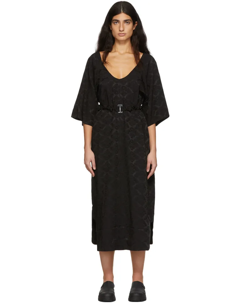 Ganni Black Naia™ Acetate Midi Dress 099