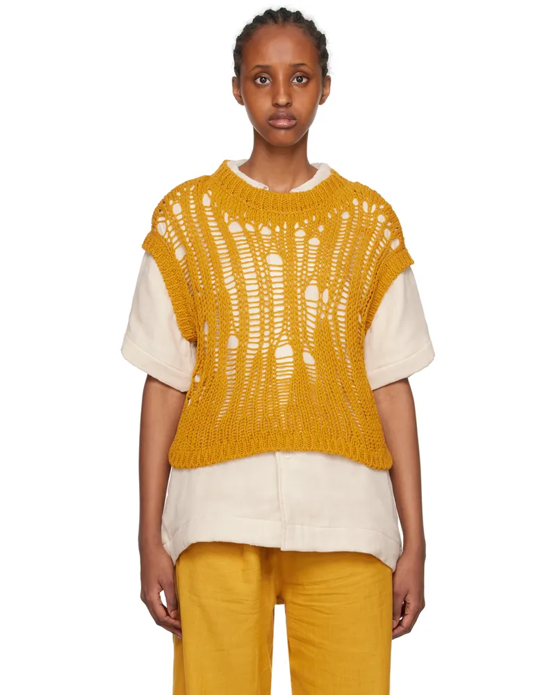 AIREI Yellow Laddering Vest Saffron