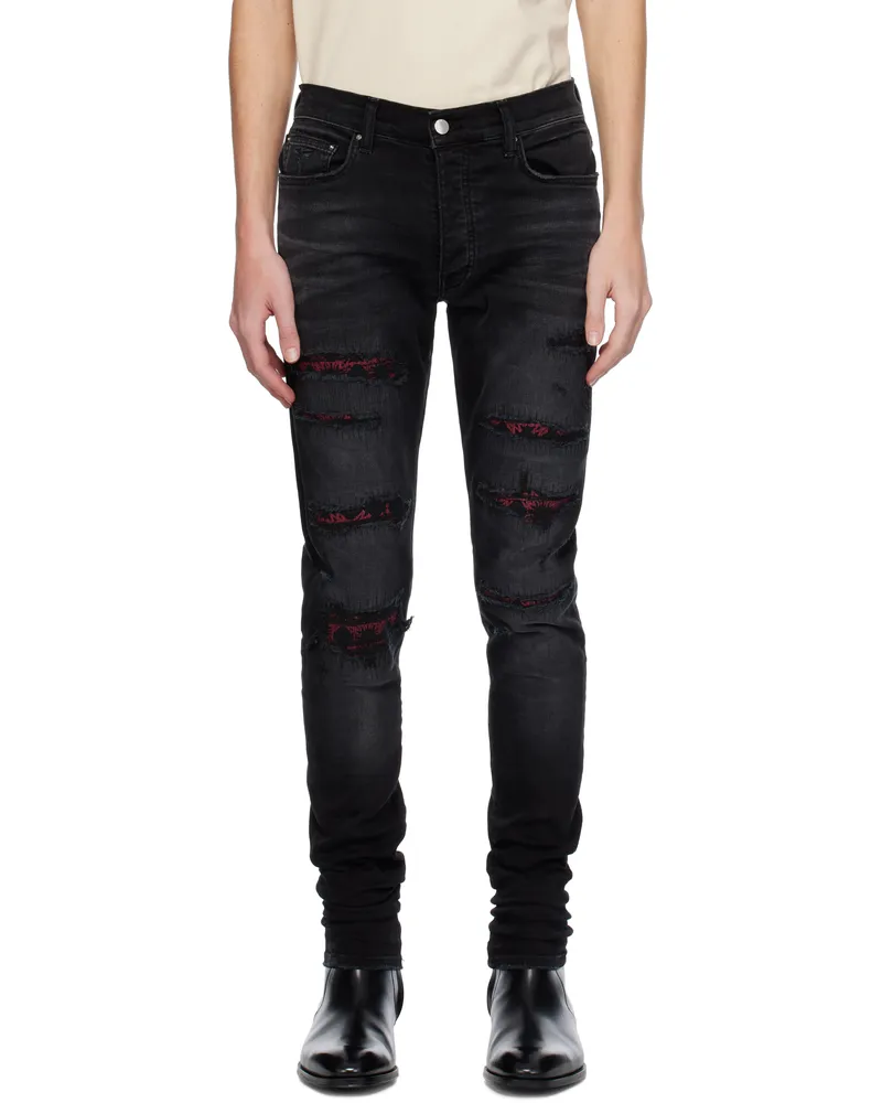Amiri Black MA Quad Repaired Skinny Jeans Vintage