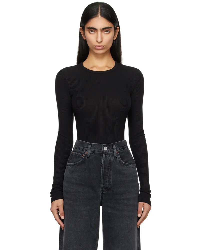 AGOLDE Black Alma Shrunken T-shirt Black
