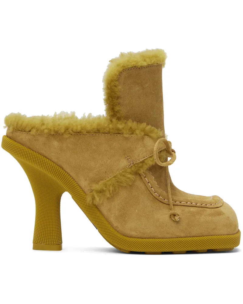 Burberry Yellow Shearling Highland Mules Manilla