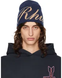 RHUDE Navy Script Beanie Navy