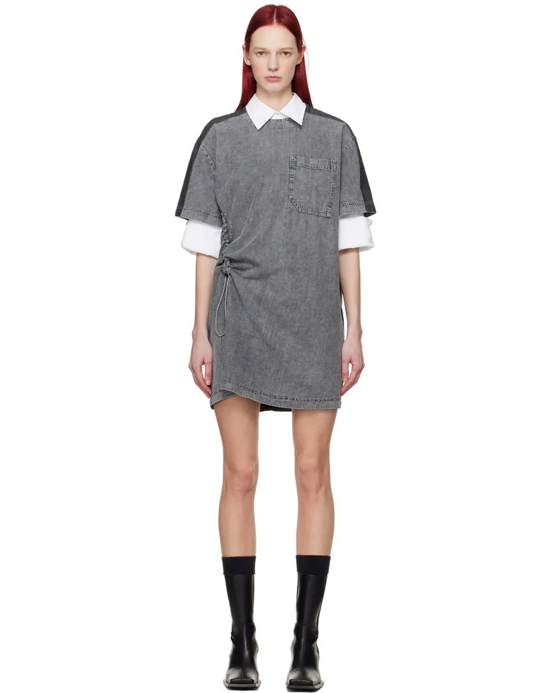 Wooyoungmi Gray String Denim Minidress Grey