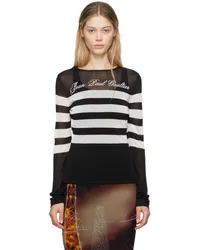 Jean Paul Gaultier Black & White 'The Knit Signature Marinière' Long Sleeve T-Shirt 0001-black