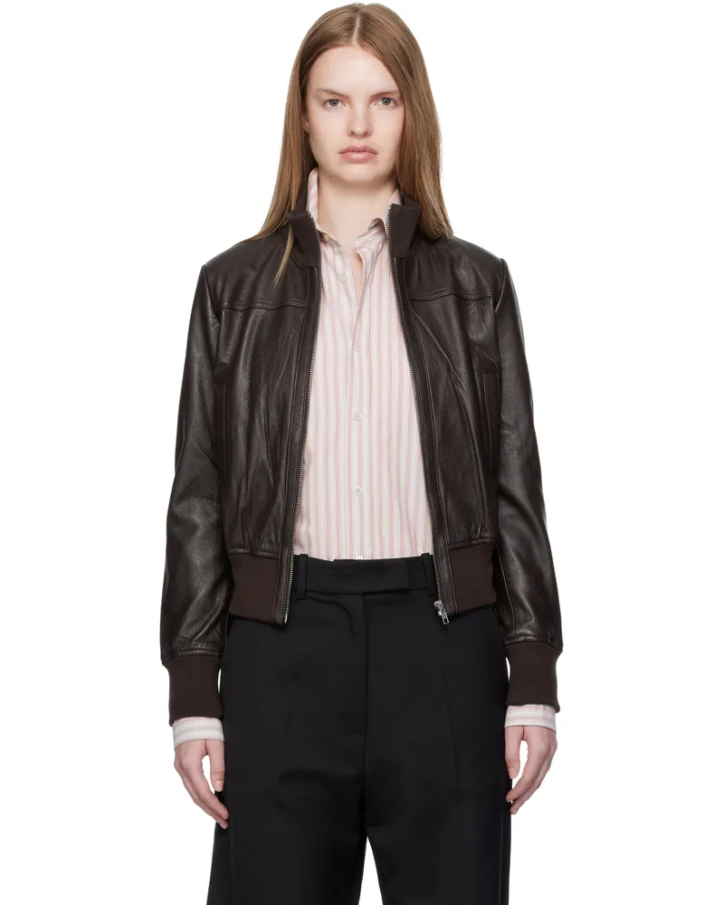FRANKIE Shop Brown Tobias Leather Jacket 244-vintage