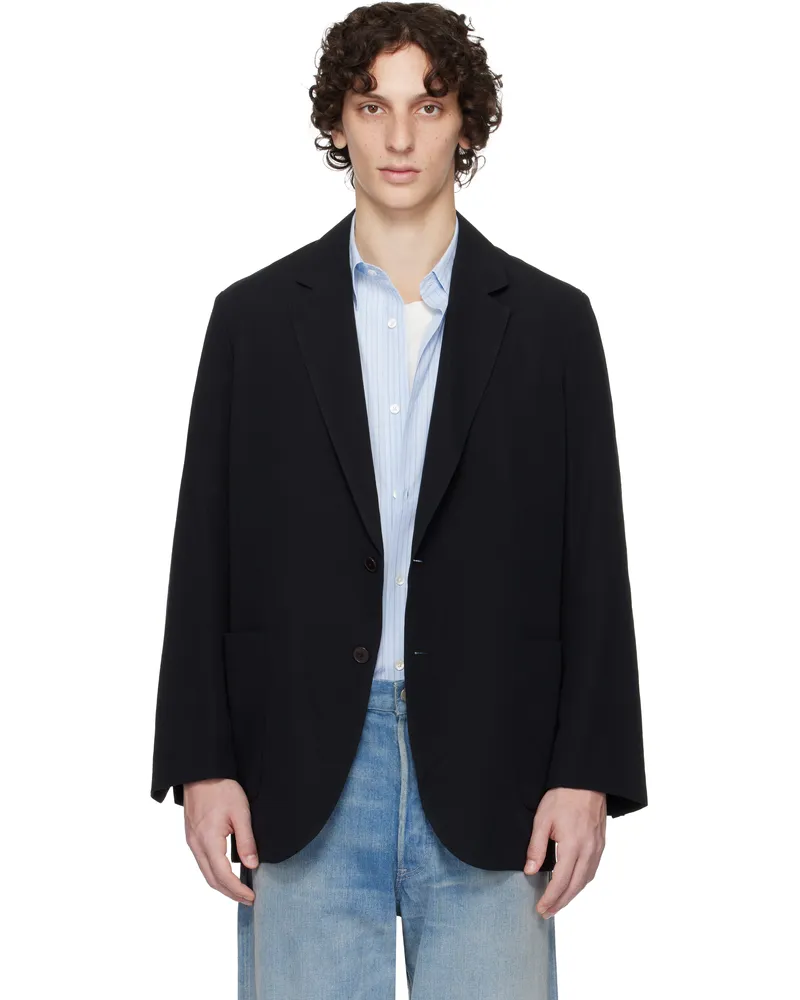 AURALEE Black Light Cotton Wool Viyella Blazer Black