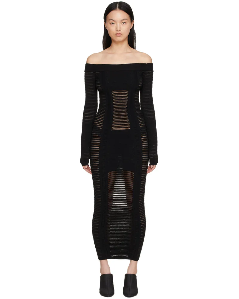 Balmain Black Viscose Midi Dress 0pa