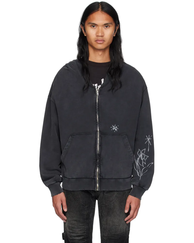 WE 11 DONE Black Wide Neck Hoodie Black
