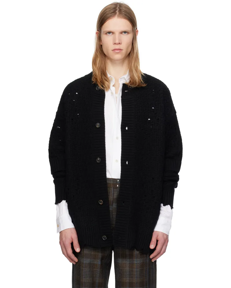 Andersson Bell Black Roghen Wool Long Cardigan Black