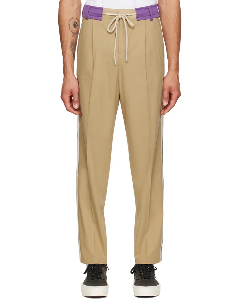 Palm Angels Tan & Purple Track Belt Trousers Purple