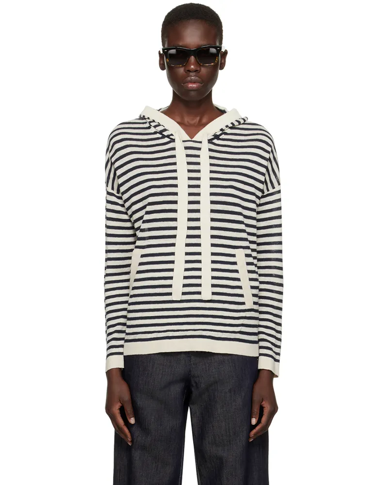 Max Mara Off-White & Navy Limosa Hoodie 12