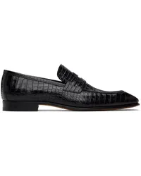 Tom Ford Black Croc Bailey Loafers Black