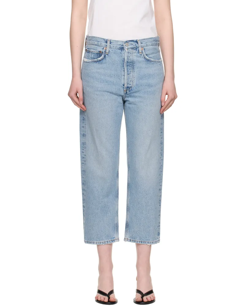 AGOLDE Blue 90's Crop Mid Rise Straight Jeans Force