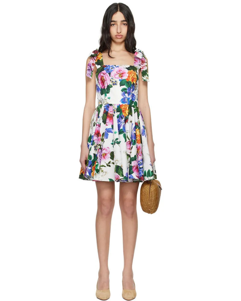 Dolce & Gabbana Multicolor Rose-Print Corset Minidress Ha5kt