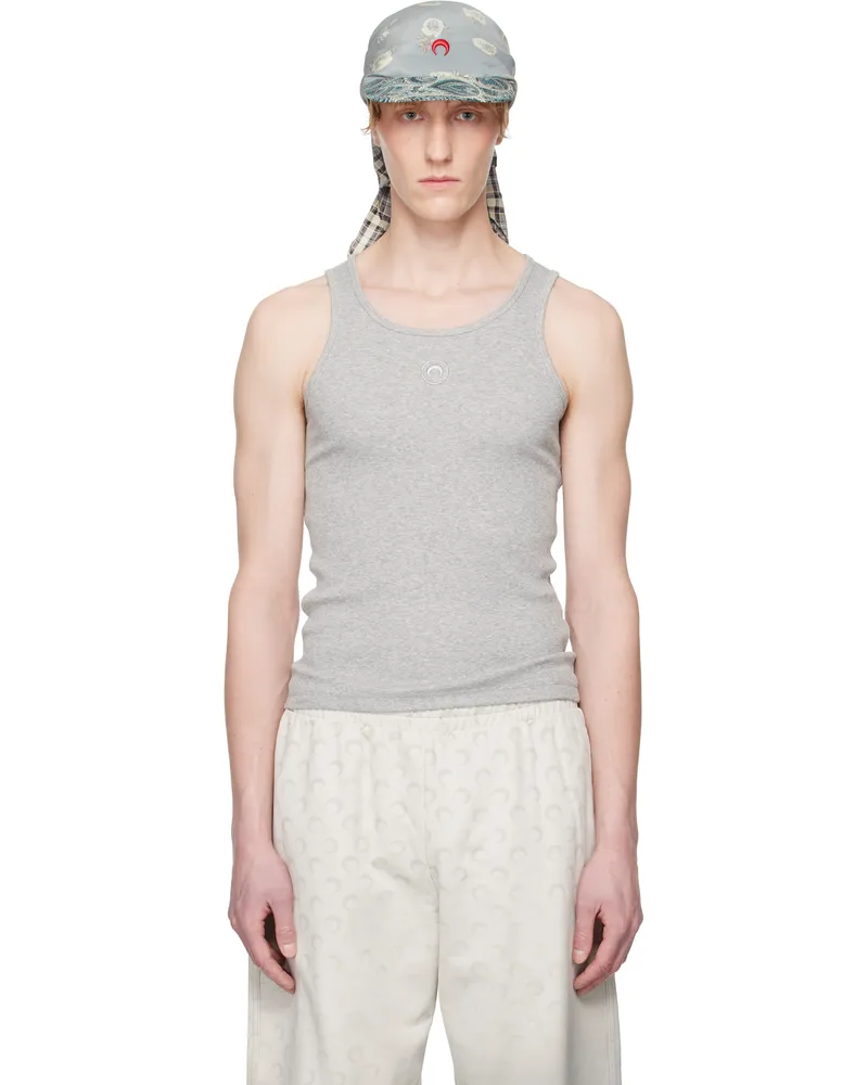 Marine Serre Gray Organic Cotton Rib Tank Top Gr50