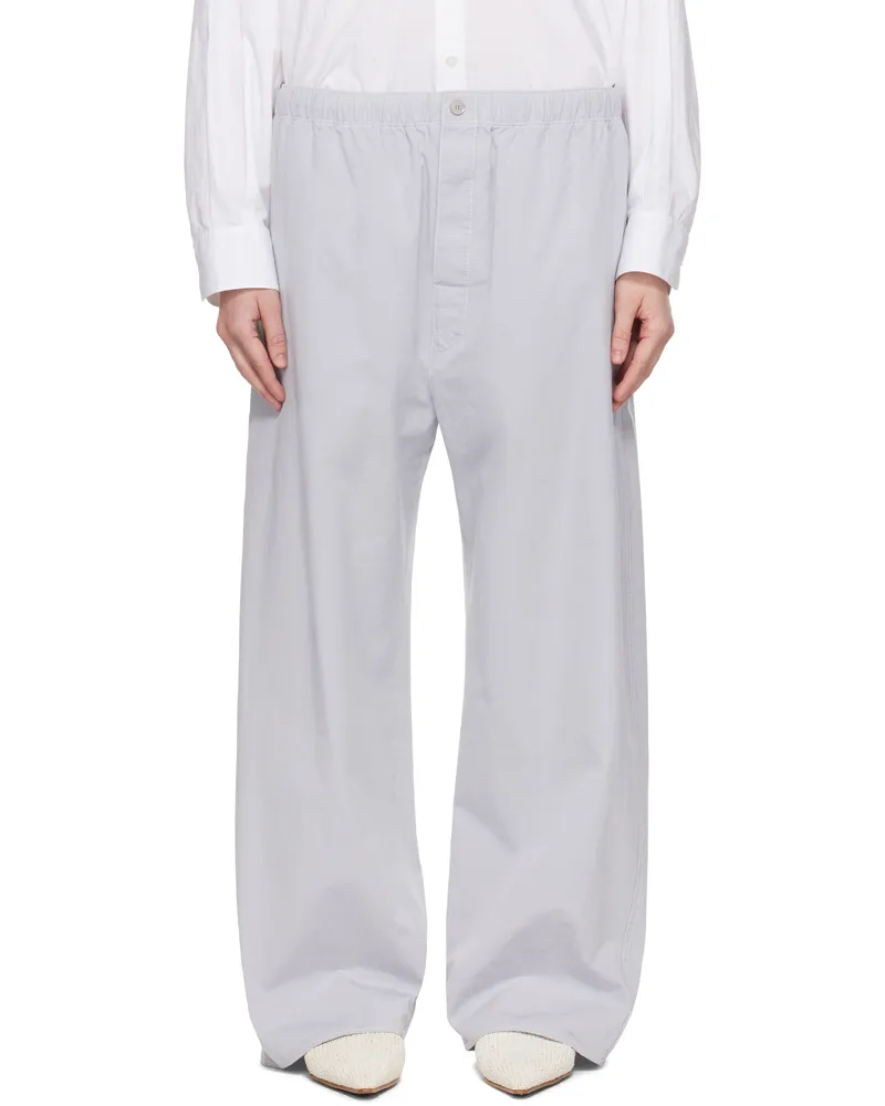 Carven Gray Pull-On Matt Poplin Trousers Cloud