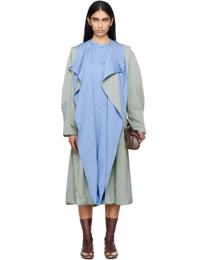 KIKO KOSTADINOV Green & Blue Ageto Hooded Trench Coat Sage