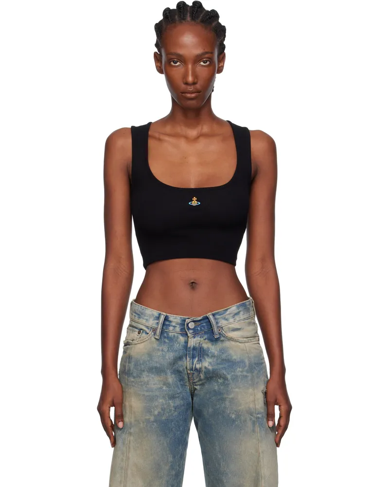 Vivienne Westwood Black Cropped Rib Tank Top N401