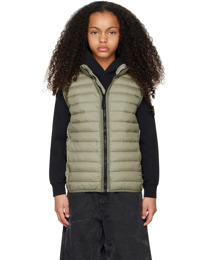 Stone Island Kids Khaki G0224 Loom Woven Chambers R-Nylon Down Vest V0068
